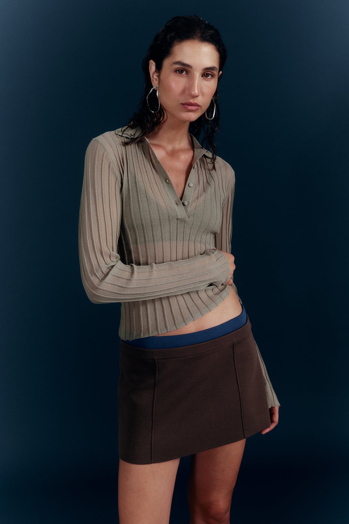SHEER PINTUCK LONG SLEEVE