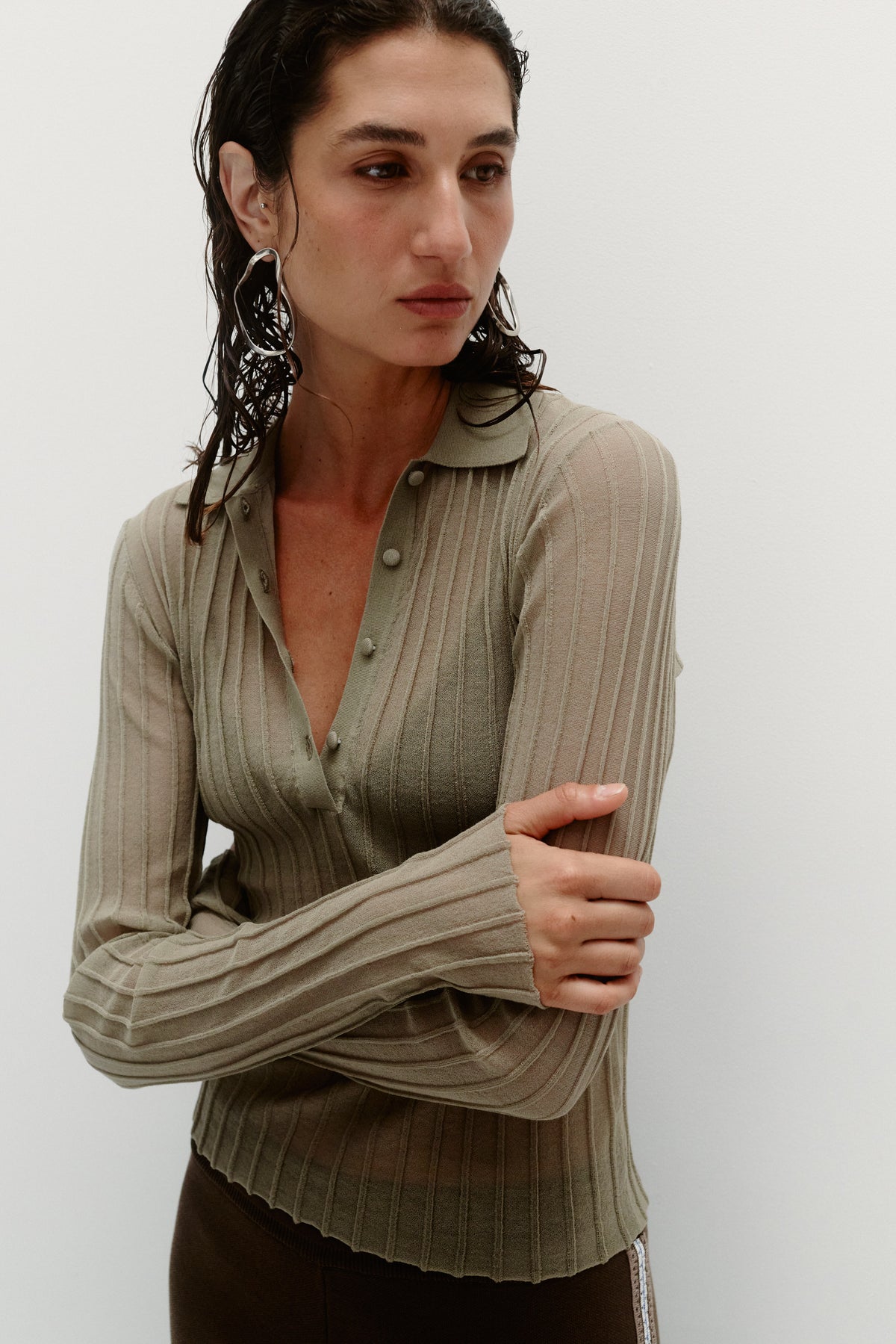 SHEER PINTUCK LONG SLEEVE
