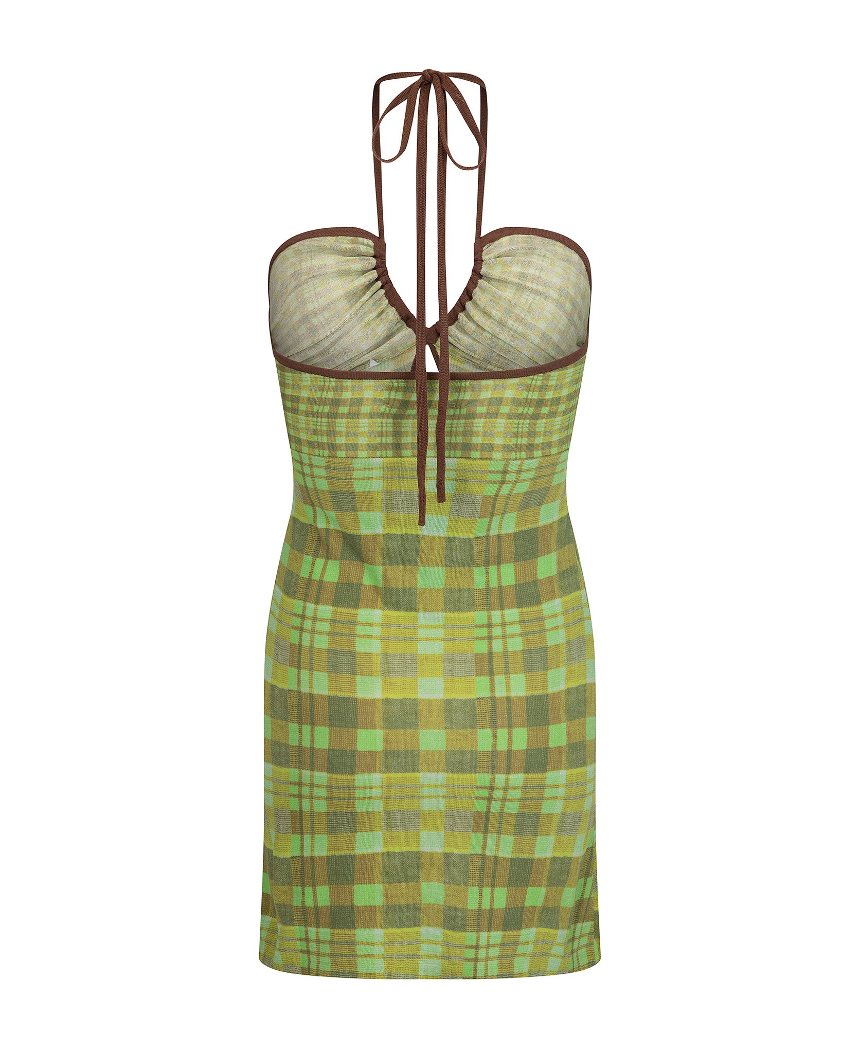 ISOLA CHECK HALTER DRESS