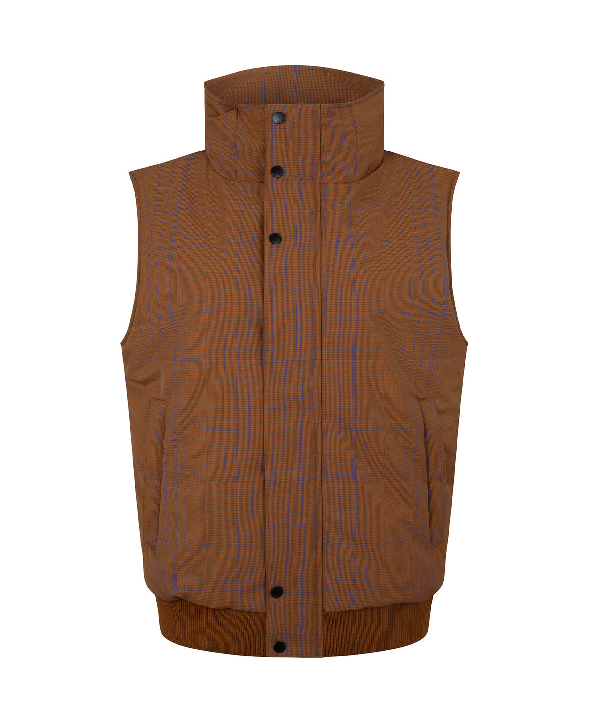 WOOL CHECK VEST - BRONZE & LAPIS | NAGNATA
