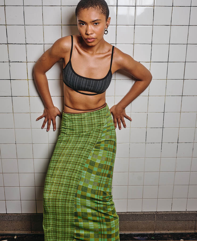 ISOLA CHECK WRAP SKIRT