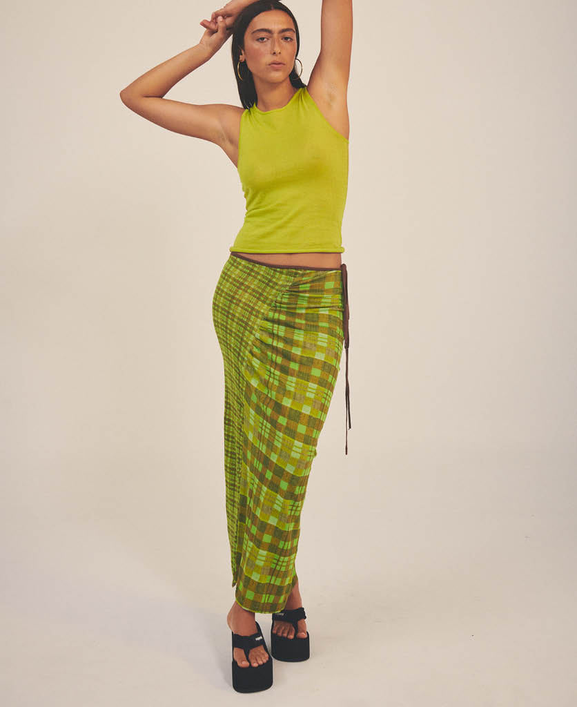 ISOLA CHECK WRAP SKIRT