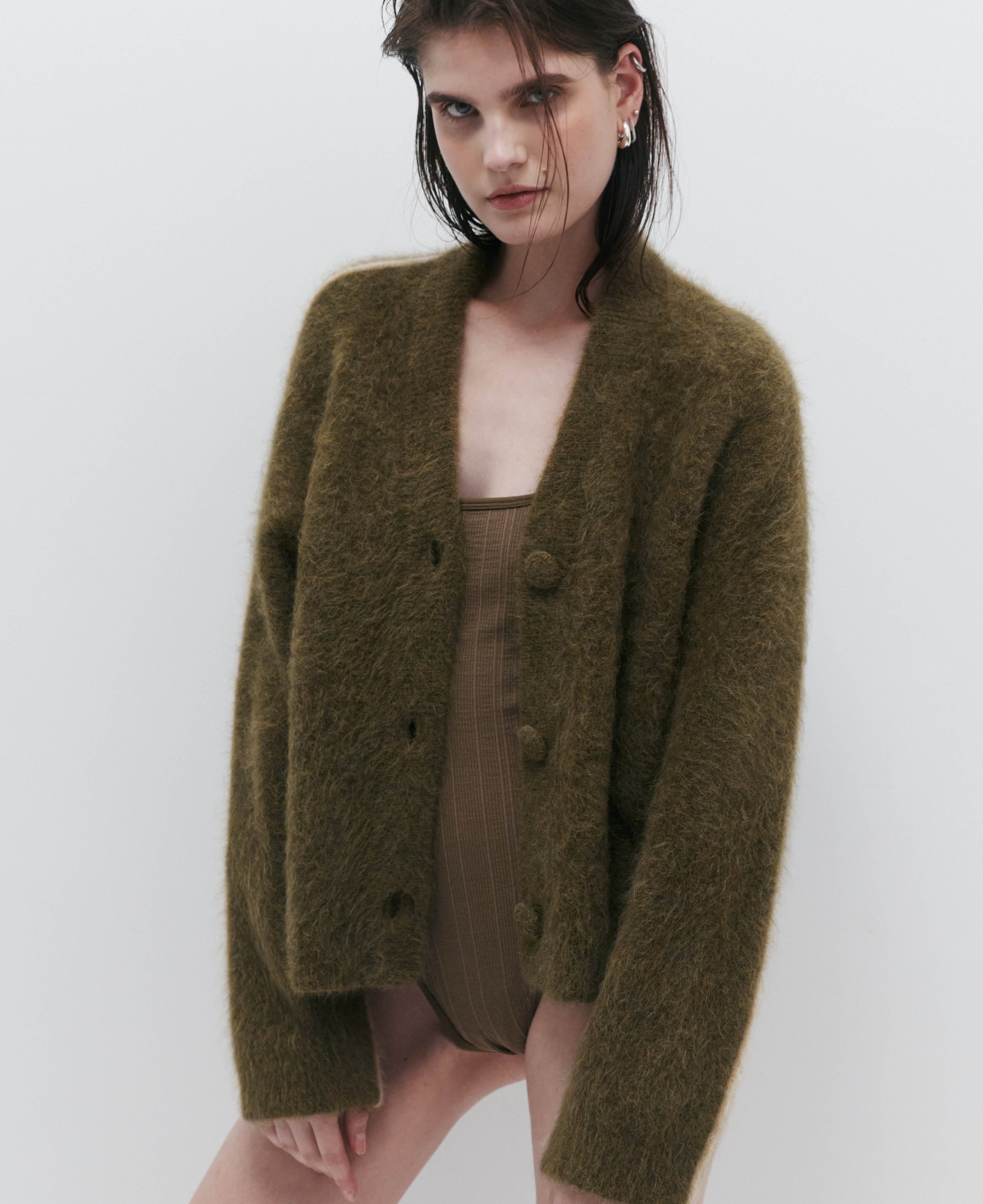BRUSHED ALPACA CARDIGAN