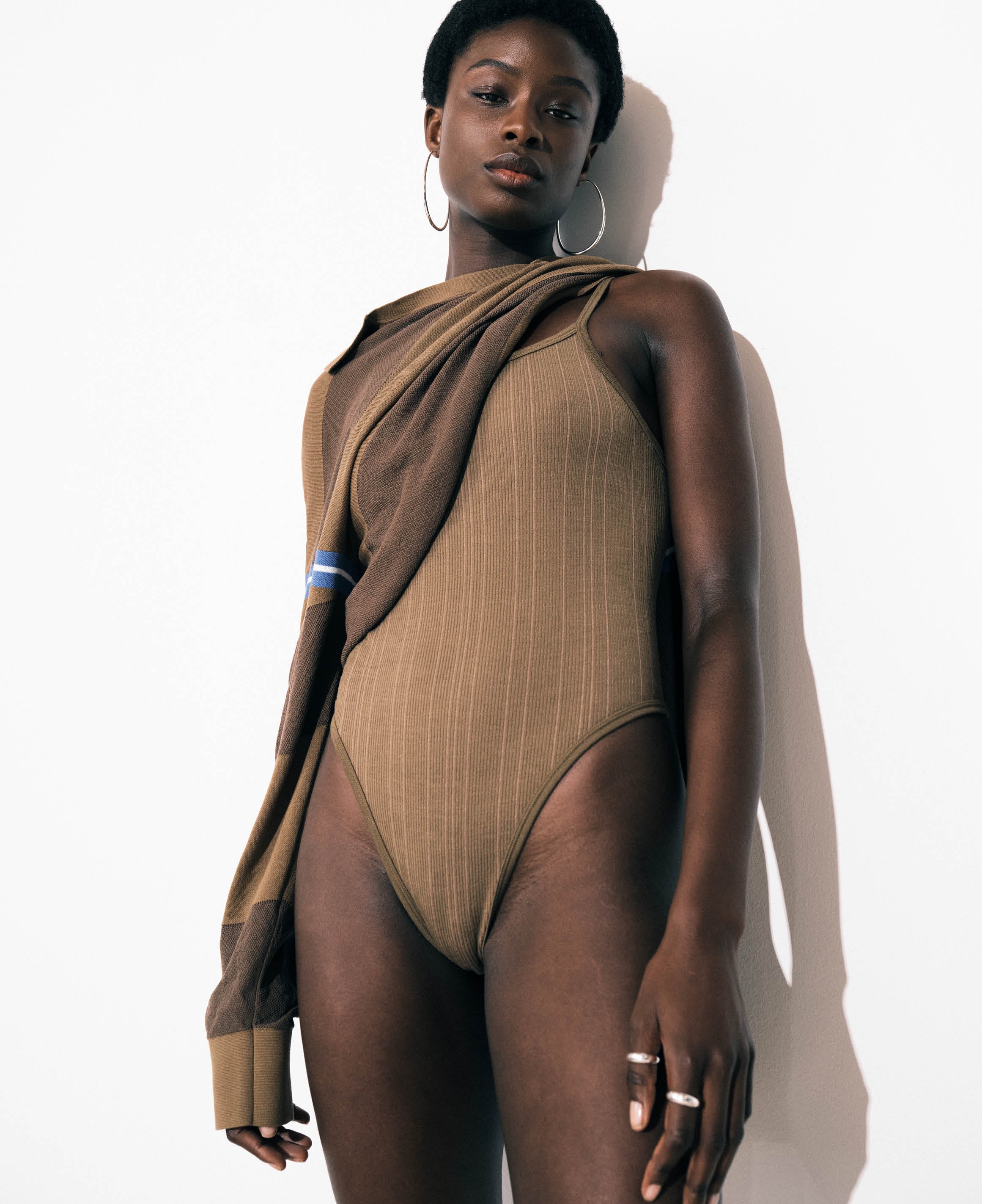 PINSTRIPE WOOL BODYSUIT