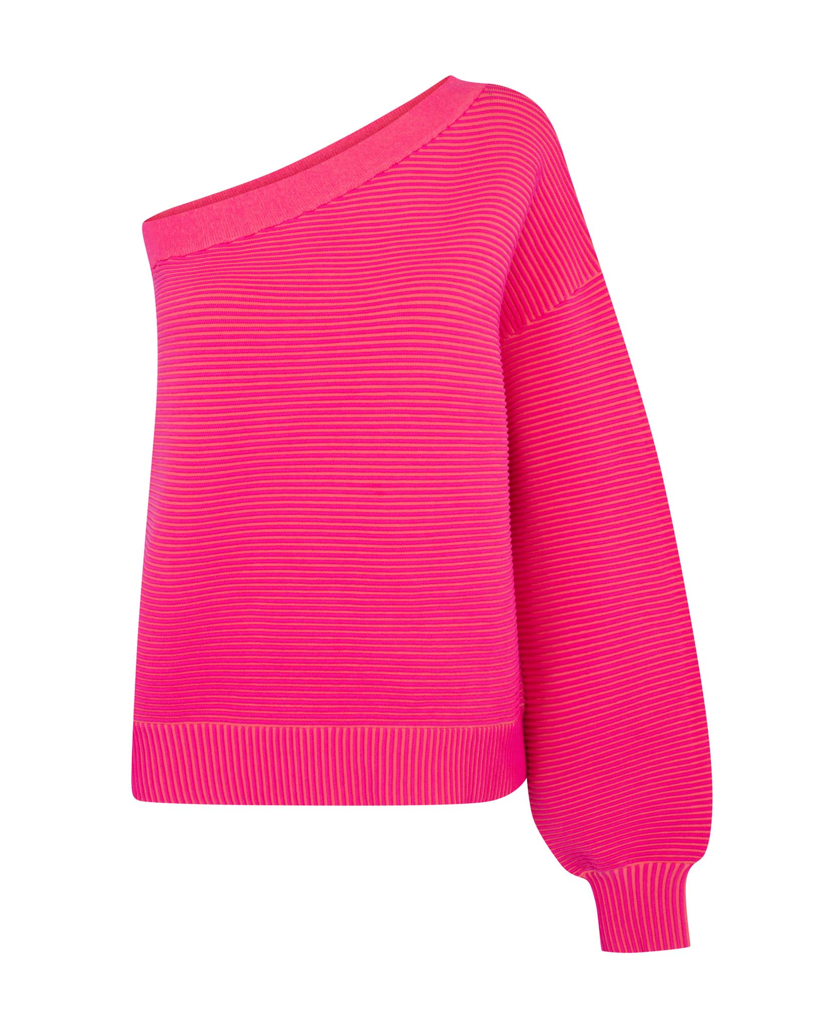 Asym Rib Sweater Hot Pink Neon Pink NAGNATA