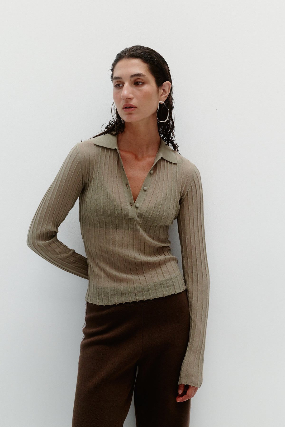 SHEER PINTUCK LONG SLEEVE