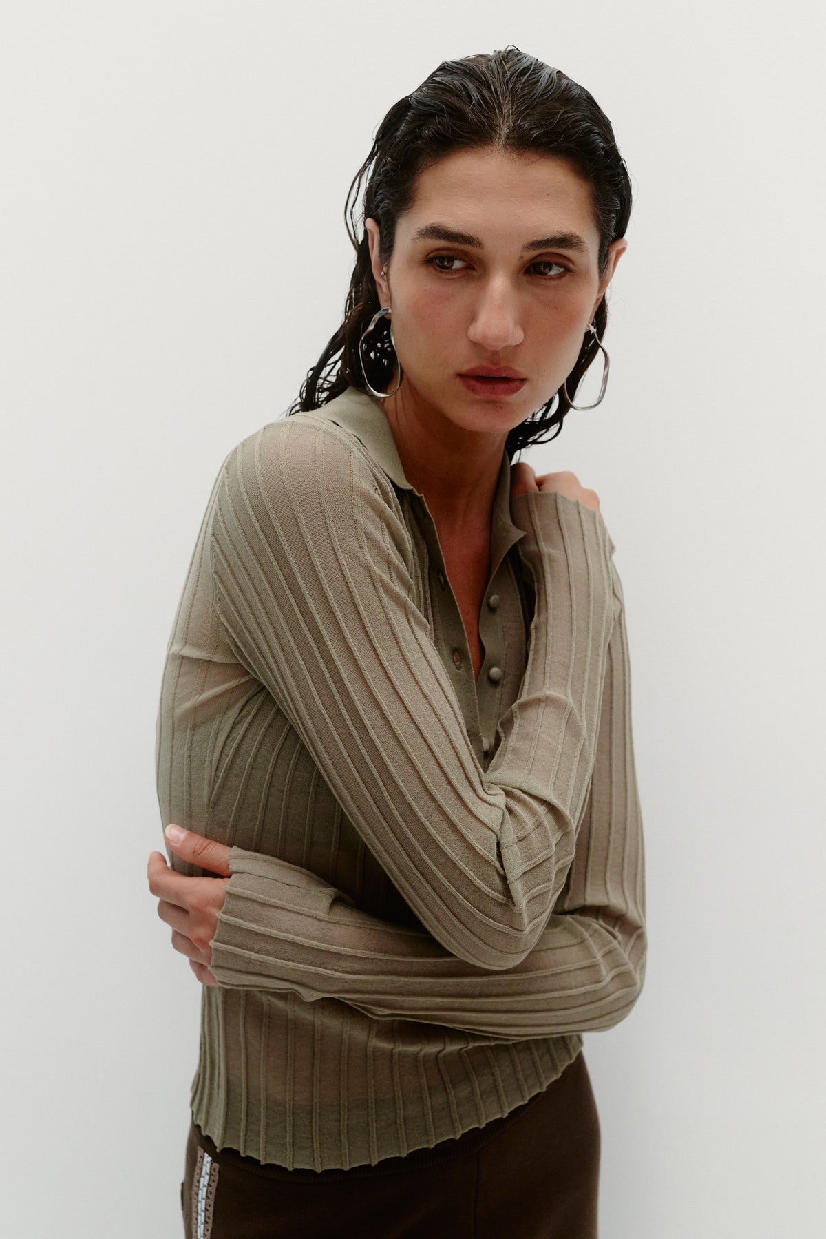 SHEER PINTUCK LONG SLEEVE