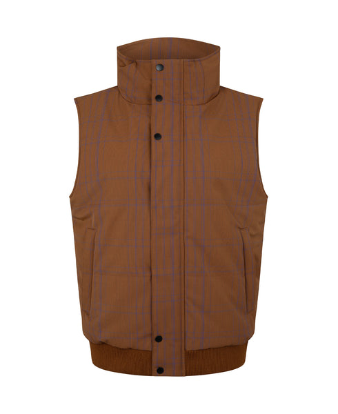 WOOL CHECK VEST - BRONZE & LAPIS | NAGNATA
