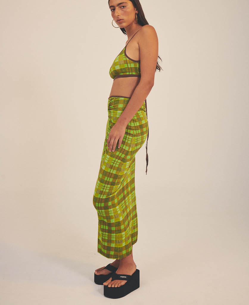 ISOLA CHECK WRAP SKIRT