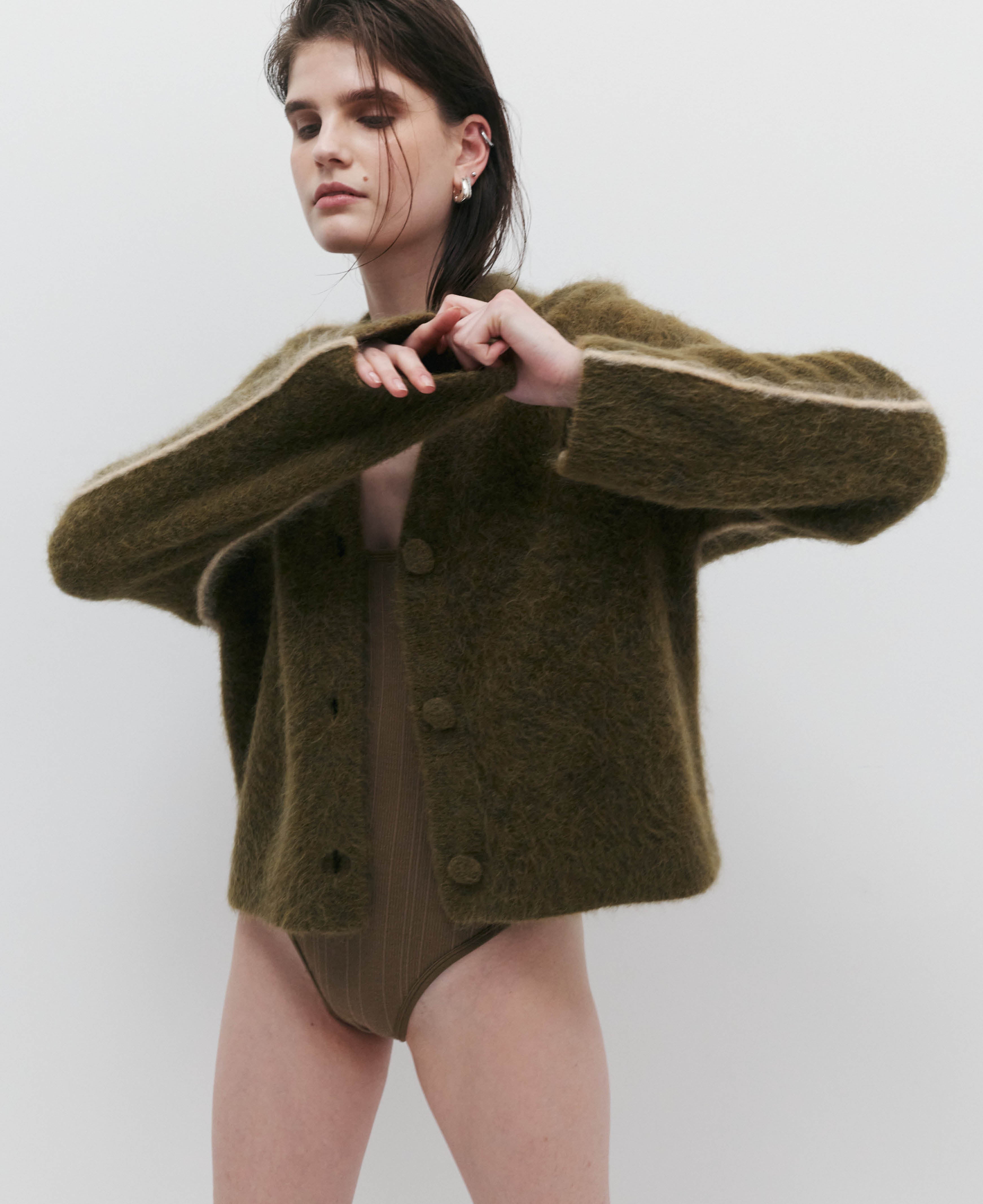 BRUSHED ALPACA CARDIGAN