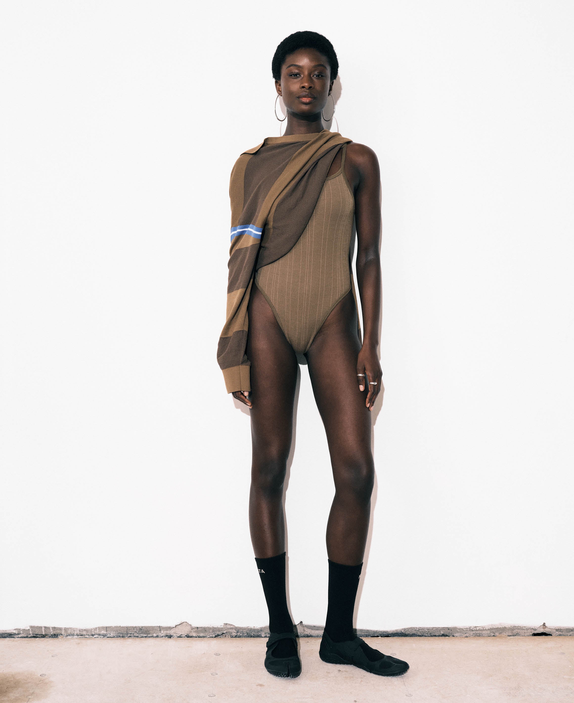 PINSTRIPE WOOL BODYSUIT