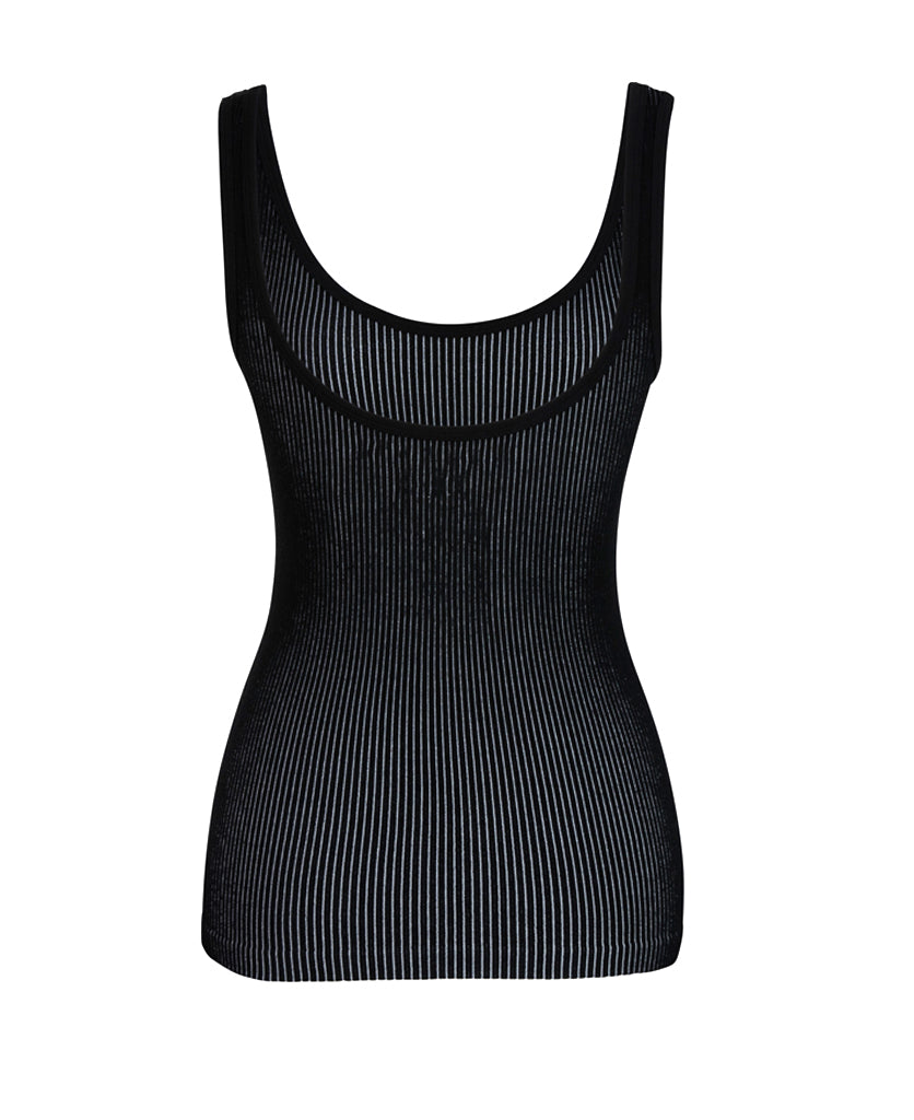 Female models wearing Nagnata Avika Tank tops in black & cream with the Checked Out Knit Shorts