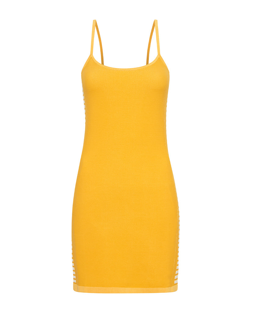 Yellow organic cotton mini-dress